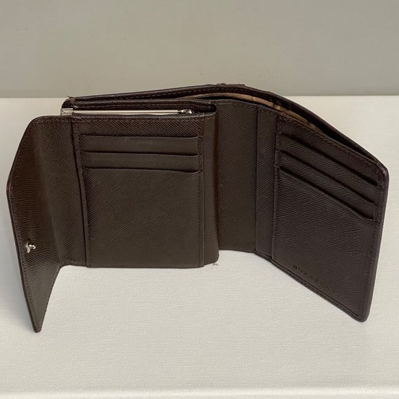 BURBERRY Vintage Nova Check Kisslock Tri-Fold Canvas & Leather Wallet 4.7"×4" - Picture 3 of 12